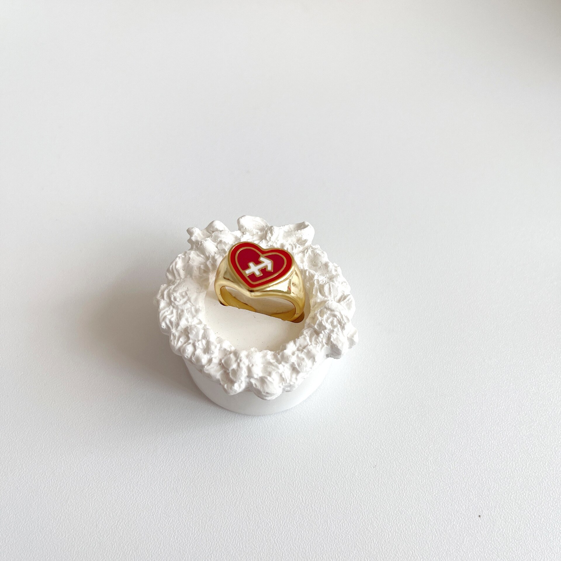 12 Constellation Liefde Ringen Voor Vrouwen Statement Epoxy Dubbele Hart Open Ring Meisje Olie Eenvoudige Ins Ring Party sieraden: Sagittarius