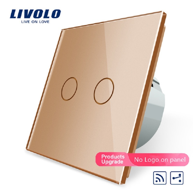 Livolo Touch Remote Switch, 2 Gangs 2 Way, Ac 220 ~ 250V + Led Indicator, VL-C702SR-15,Mini Afstandsbediening Niet Inbegrepen, VL-C702SR-13