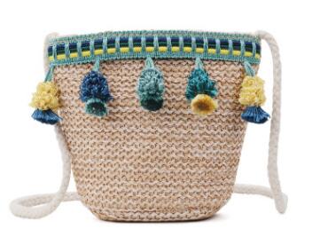 Barnväskor för flickor handväskor axel baby tofs mini bucket väskor barn söta stickade handväskor flickor crossbody väskor: Grön