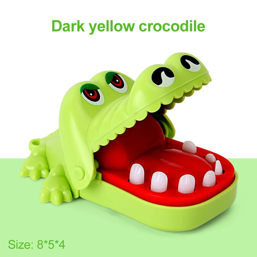 Draagbare Kleine Size Crocodile Mouth Tandarts Bite Finger Game Funny Gags Speelgoed Met Sleutelhanger Voor kids: yellow