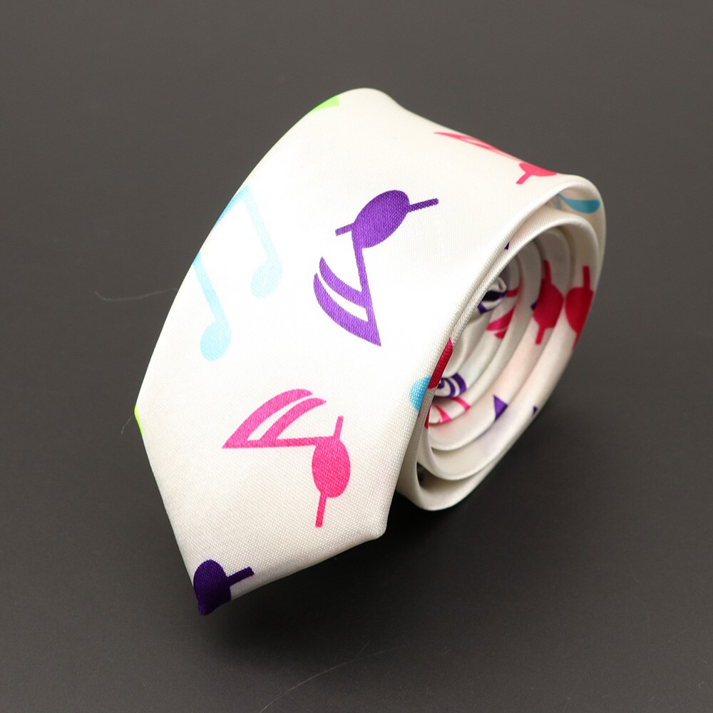 Corbata musical clásica de para hombre, Festival de vacaciones, estampado de Piano, guitarra, cara sonriente, poliéster, 5cm de ancho, corbata negra con: YELLOW