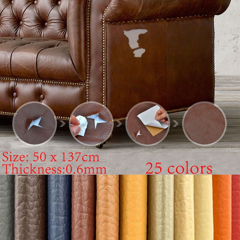 Litchi pu couro sintético 50x137cm, litchi auto adesivo falso couro tecido para costura saco de laço broches sofá carro material diy
