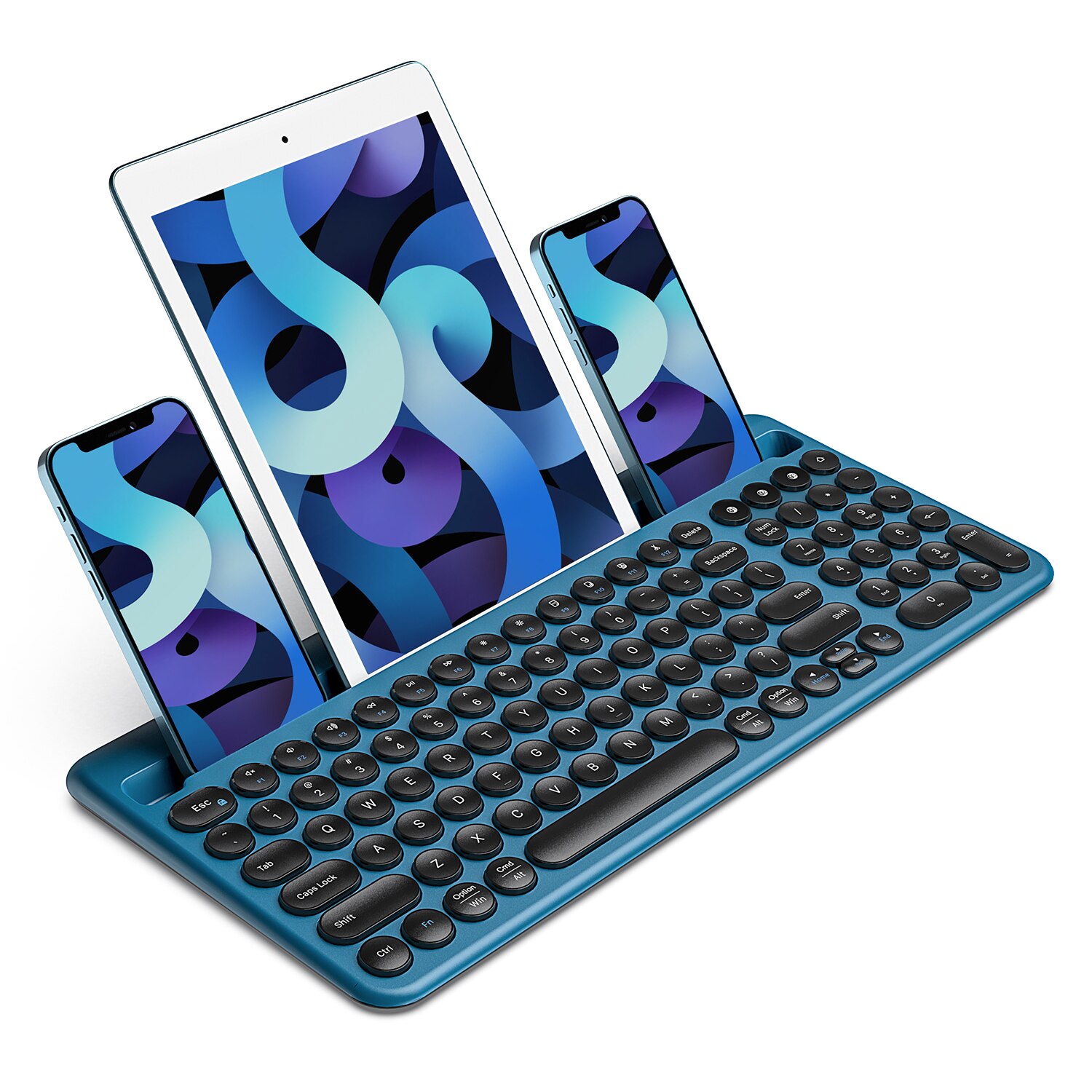 Jelly Comb-teclado inalámbrico recargable con Bluetooth, dispositivo múltiple para iPad Air, Mac OS, teléfono, tableta, PC, Smart TV, Android: Default Title