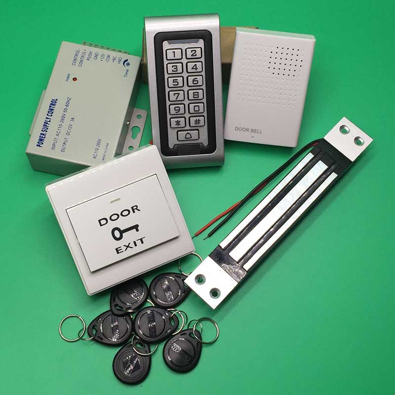 125khz Waterproof door Access Control Kit +180KG Embedded Magnetic Lock 12V3A Power Supply IP65 Access Control