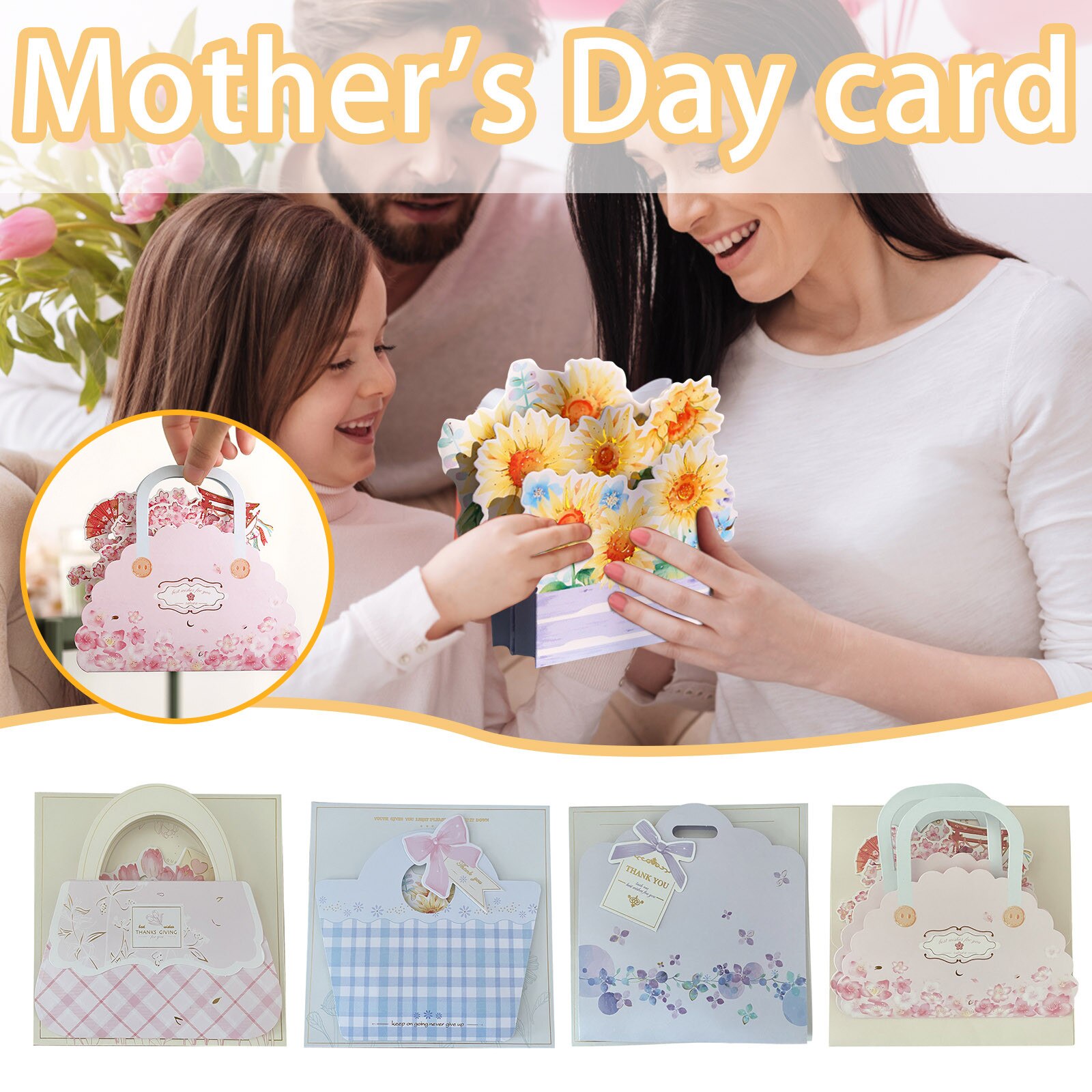 1PC Mother's Day Flower Pop-up Card-3D Cards Spring Mother Greeting Card for Wedding Birthday Event Party Supplies Cards