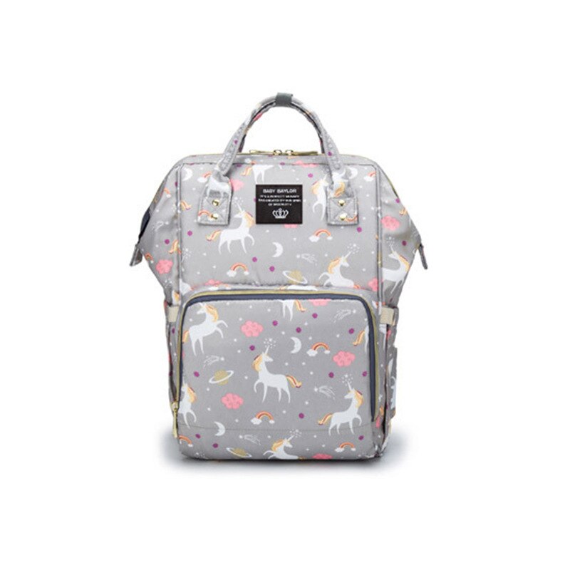 Bolsa de pañales japonesa estilo famoso unicornio-mochila femenina bolsa de viaje informal bolsa de tela impermeable para estudiantes: Light Gray
