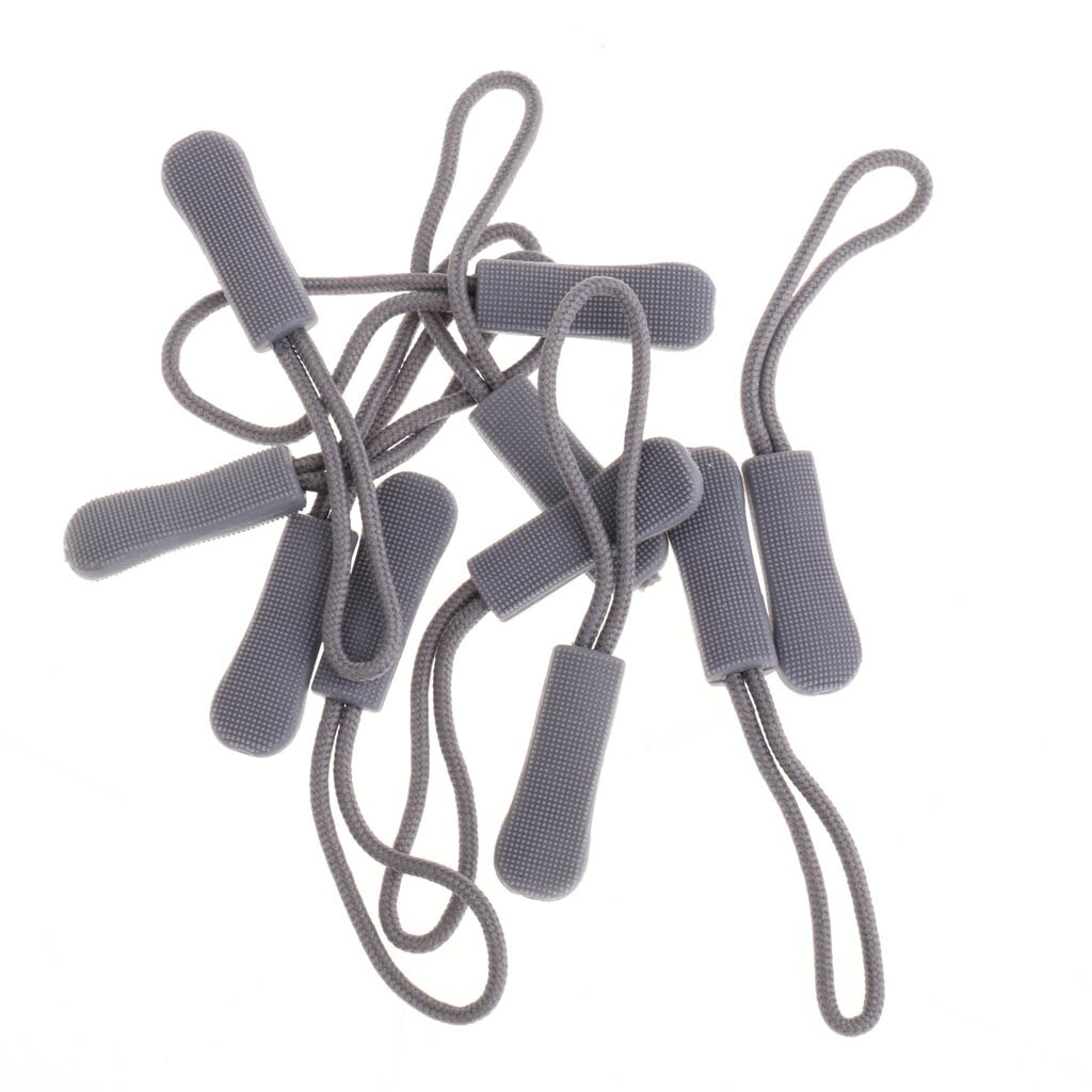 10x Rits Puller Cord Ends Lock Stopper Voor Sportkleding/Rugzak/Kledingstuk/Bagage: Gray