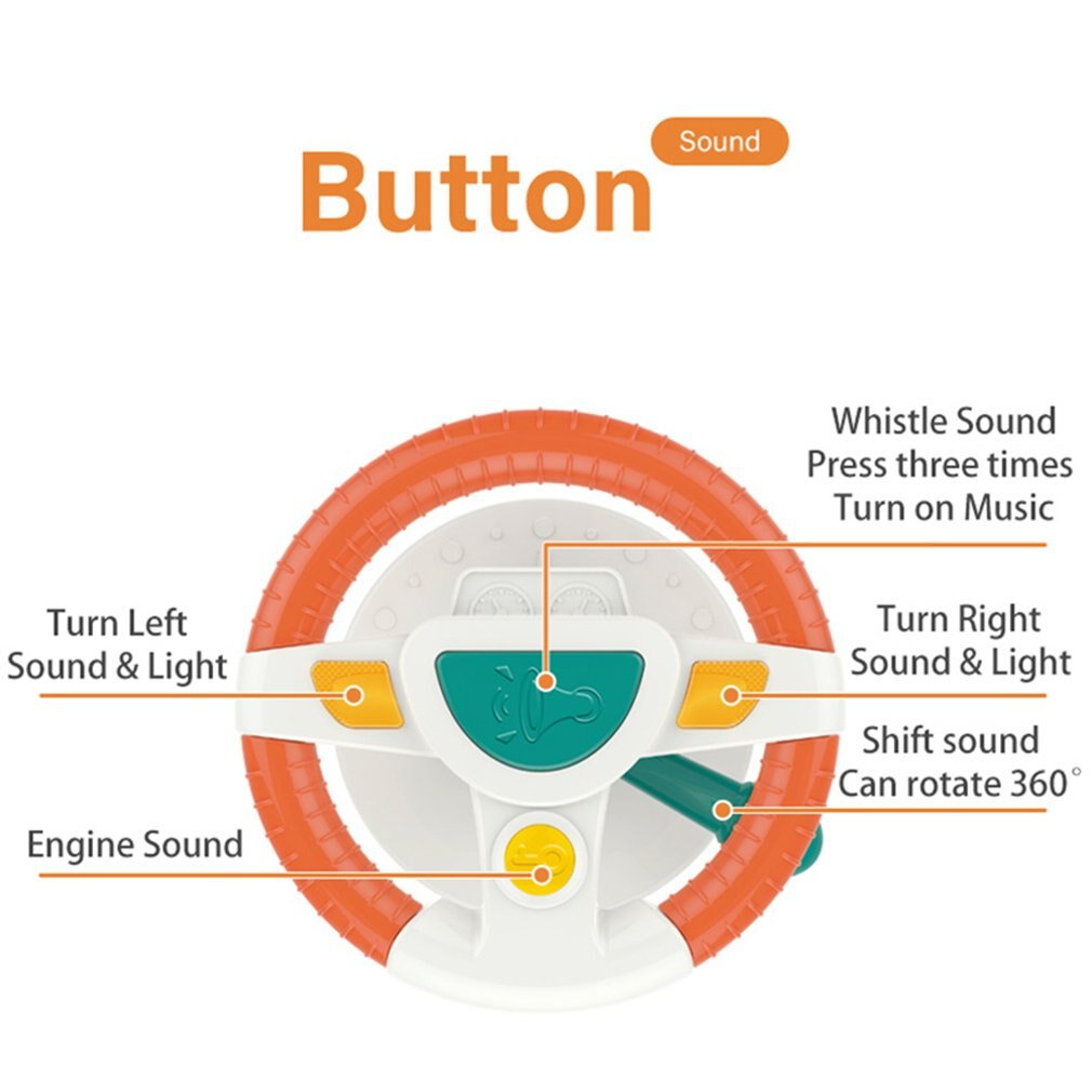 Baby Car Back Seat Steering Wheel Infant Driving Wheel Eletric Simulation Toy With Light Sound For Infant Boys Girls Toddlers