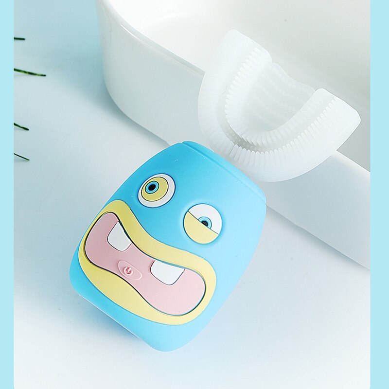 Smart 360 Graden U-Vormige Elektrische Tandenborstel Kids Silicon Automatische Ultrasone Tanden Tandenborstel Cartoon Patroon Kinderen