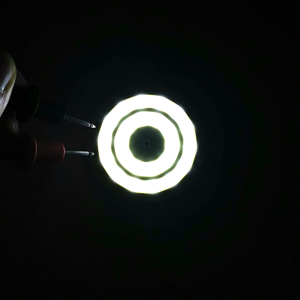 Luz LED de 3V, 50mm de diámetro, Chip COB redondo, lámpara LED de doble anillo, bombilla LED de 3,7 V y 5W para luces de trabajo DIY, iluminación de decoración del hogar