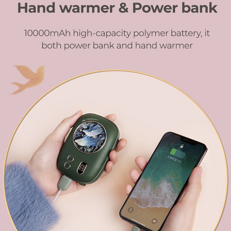 Liberfeel Handwarmer 10000Mah Power Bank Draagbare Student Elektrische Kachel Digitale Display Powerbank 52 ° Warmer Voor Vrouwen Meisjes