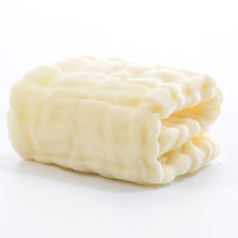 6 lager enfärgad babybomull tvättlapp handduk barn näsduk spädbarn ansikte handduk gasväv saliv handduk  kf230: Gul