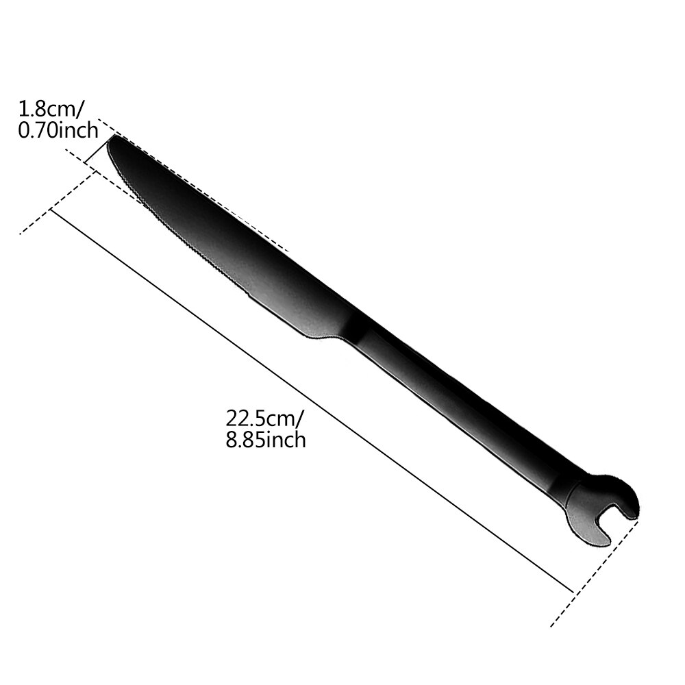 Stainless Steel Dinnerware Set Wrench Shape Fork Spoon Knife Tableware For Dinner Western Utensils Table Cutlery Set: Black Table Knife
