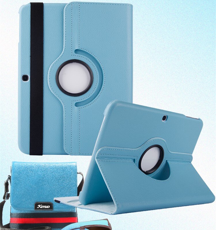 Dla Samsung Galaxy Tab 4 10.1 cal T530 T531 T535 SM-T530 SM-T535 Tab4 Tablet 360 obracanie przypadku klapki skórzane pokrywy Funda Capa: blue