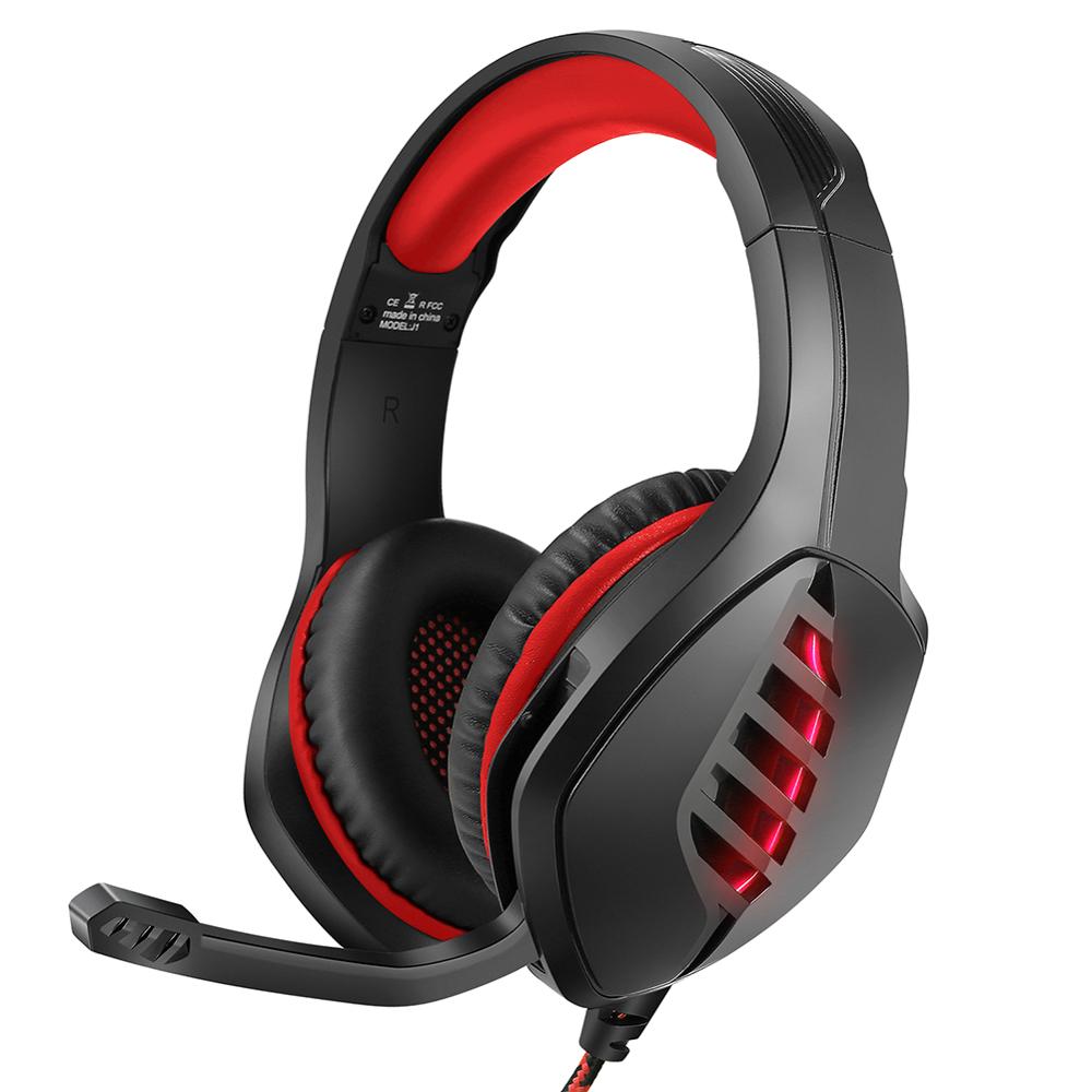 Head-Mounted Oortelefoon Gaming Headset Met In-Line Microfoon Noise Cancelling 3.5Mm Headset Voor Pc, PS4, Xbox Een: Rood