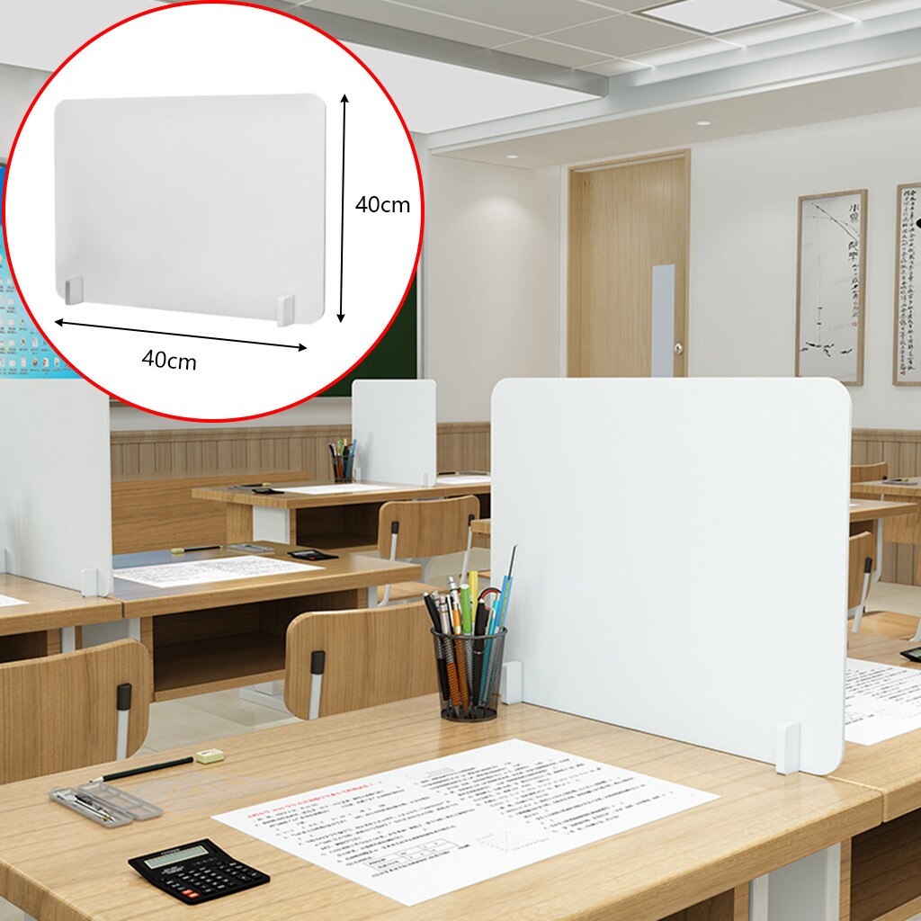 Sneeze Guard Portable Counter Shield for Office Safety, Employees, Workers, Cus Transparent Height Screen Divider Cut#s
