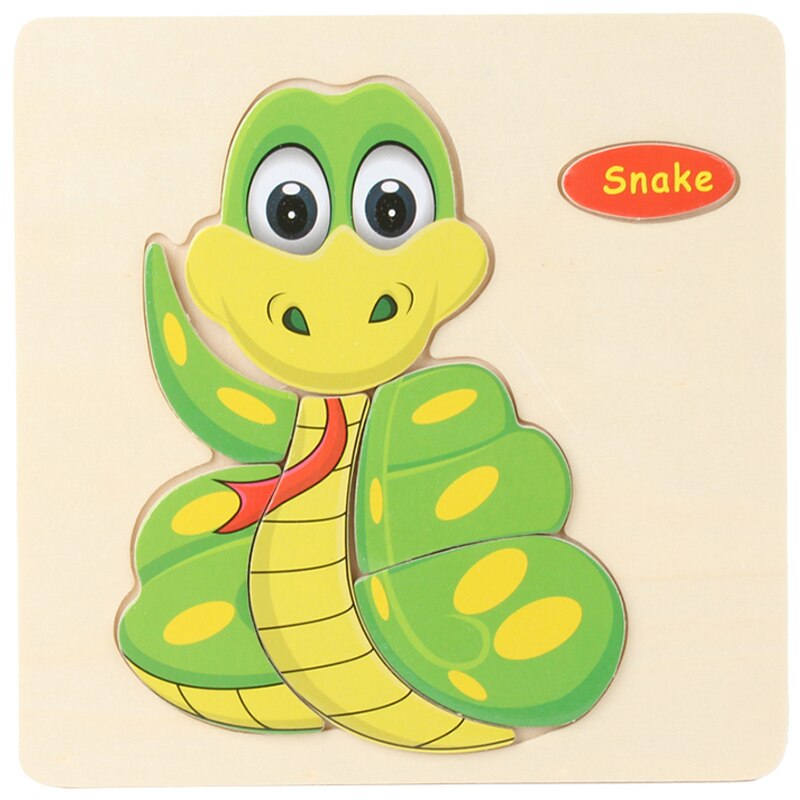 Di Puzzle Trama di Legno Animale Giocattoli Educativi di Apprendimento Precoce per I Bambini Per Bambini di Scuola Materna AN88: snake