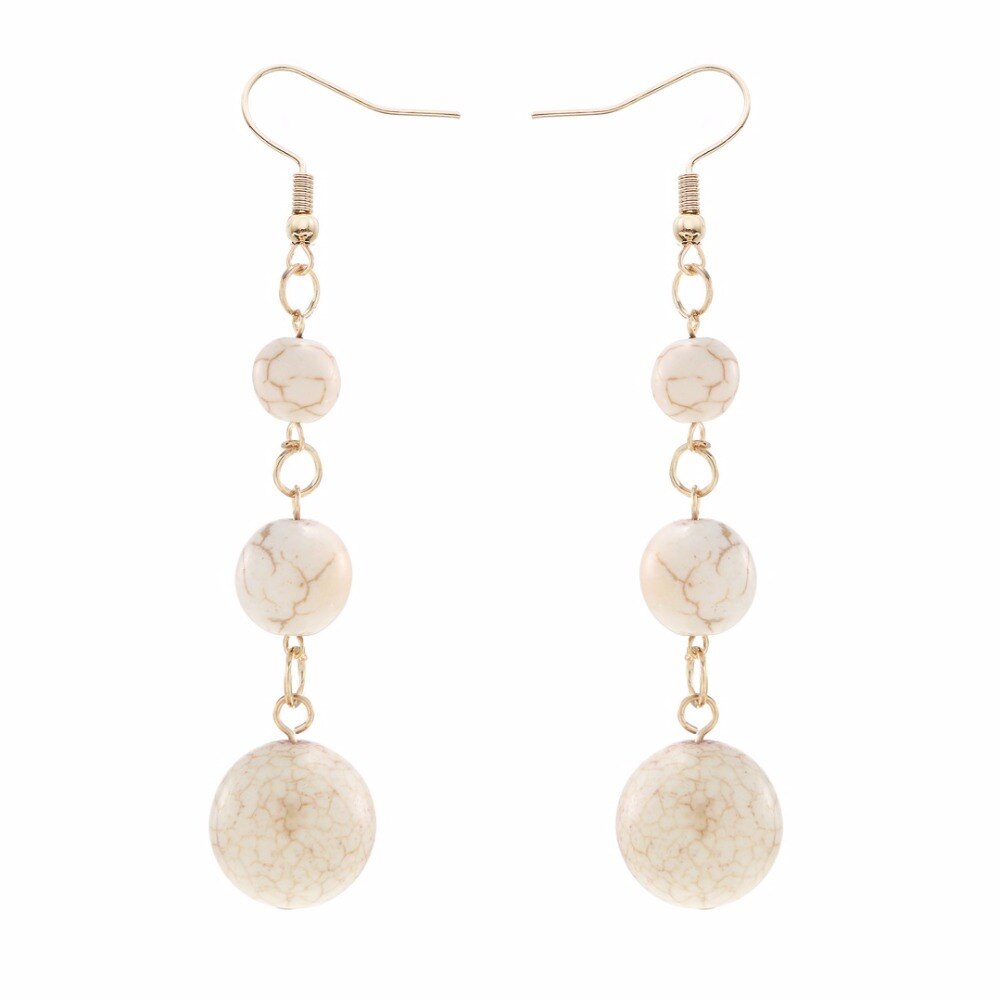 YULUCH Long Pendant Earrings Women's National Jewelry Accessories 3 grain Semi-precious Balls Party