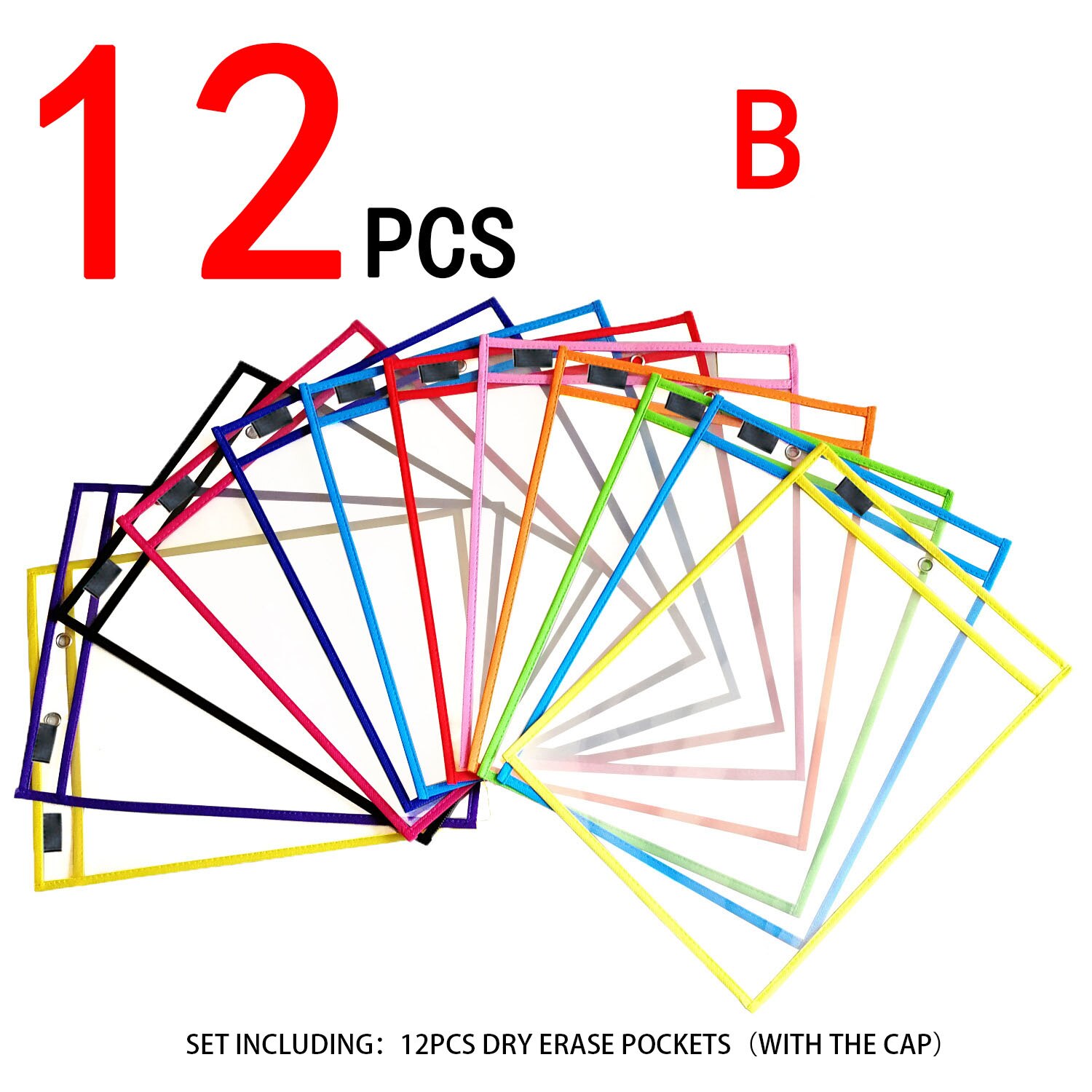 HD PVC Transparent Reusable Erasable File Bag Dry Erase Pockets With Pen Wipe Drawing Whiteboard Markers For Teaching Childen: 9