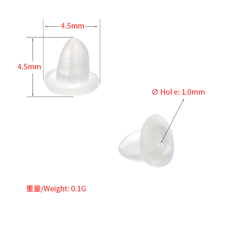 Zhukou 200 Stks/partij Clear Zachte Siliconen Rubber Earring Backs Veiligheid Rubber Stopper Sieraden Accessoires Diy Oor Inpluggen Model: VE86