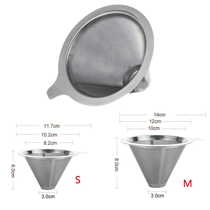 Herbruikbare Koffie Filter Rvs Houder Metalen Mesh Trechter Manden Koffie Filters Giet Over Koffie Druppelaar Maker