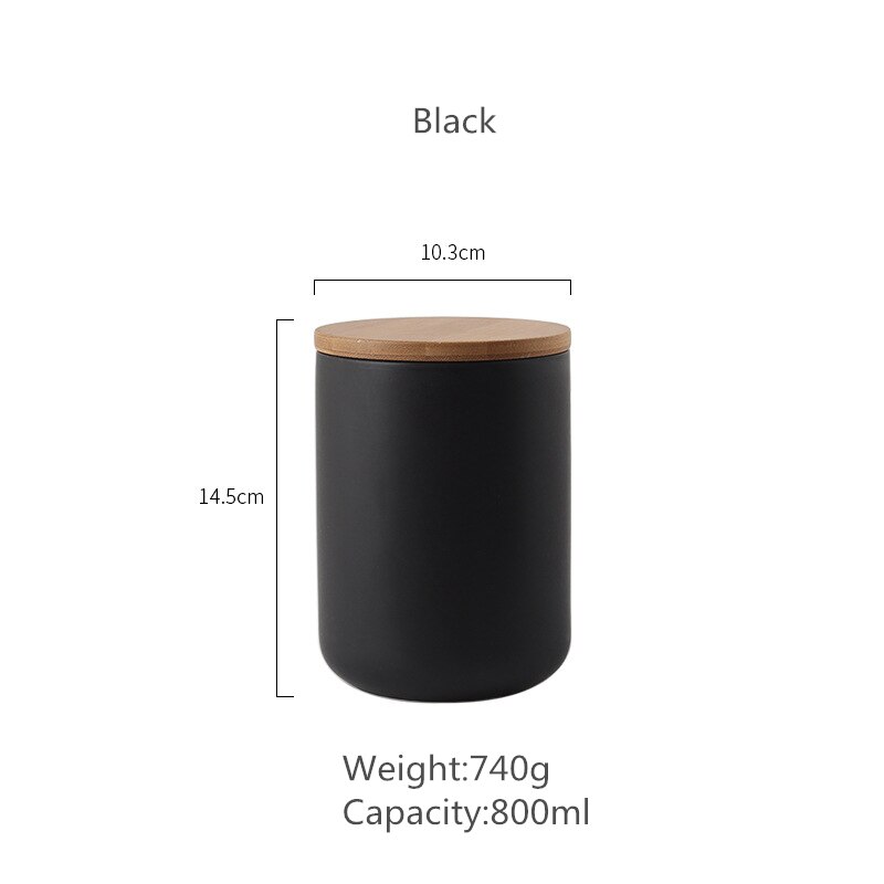 SML Nordic Koffie Opslagtank Keuken Opslag Container Suiker Thee Kruidkruik met Deksels Keramische Opslag Flessen en Potten: black- m size