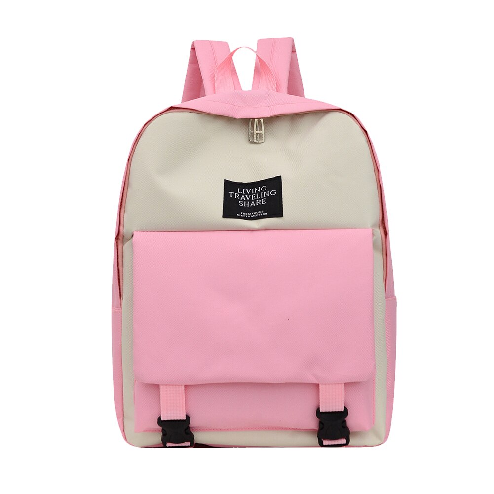 Multi-Functionele Vrouwelijke Festival Grote Capaciteit Rugzak Studenten Hit Kleur Eenvoudige Mochila School Bagpack: Roze