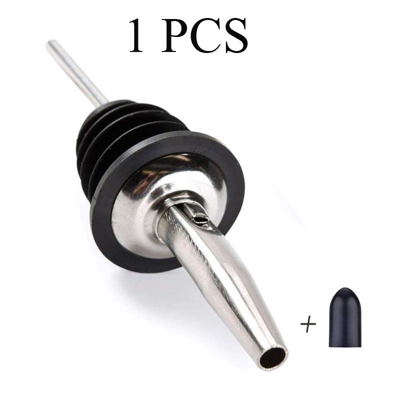 2 STUKS Olie Azijn Drank Cruet Dispenser Rvs Olie Schenker Tuit Stopper Fles Schenker Barman voor Thuis Bar Party: Silver 1