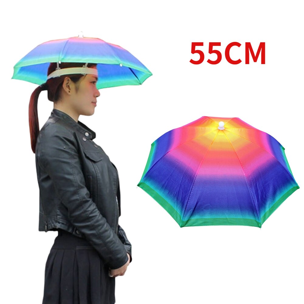 Outdoor Opvouwbare Hoofd Paraplu Hoed Zon Cap Anti-Regen Anti-Zon Vissen Golf Fietsen Wandelen Camping Schaduw paraplu Hoed: Champagne