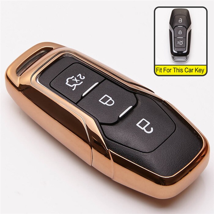Funda protectora TPU para llave de coche para Ford Mondeo Mk4 MK3 MK5 Ranger S C Max explorador 5 accesorios para llavero ST F15: Gold
