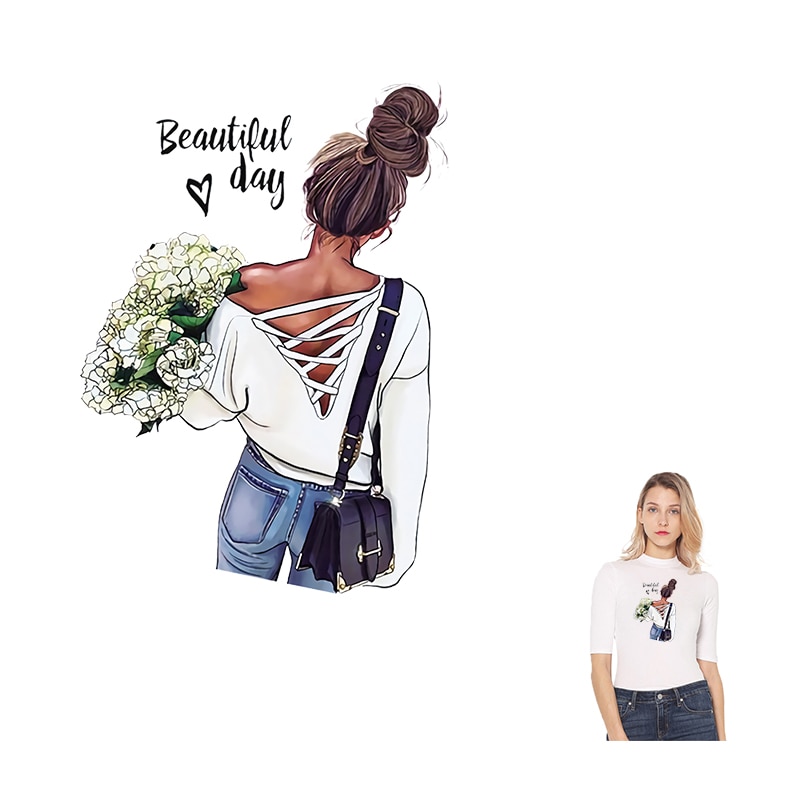 Parches de transferencia térmica para ropa de niña, Parche de ropa respetuosa con el ambiente, camiseta artesanal, plancha, novedad
