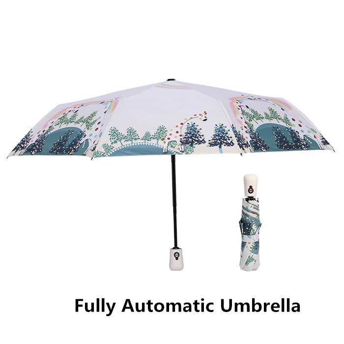 Kocotree Big Strong For Two People Fully Automatic Anti-UV Rain Sunshine Windproof Umbrellas For Women Ladies Giraffe: White Giraffe