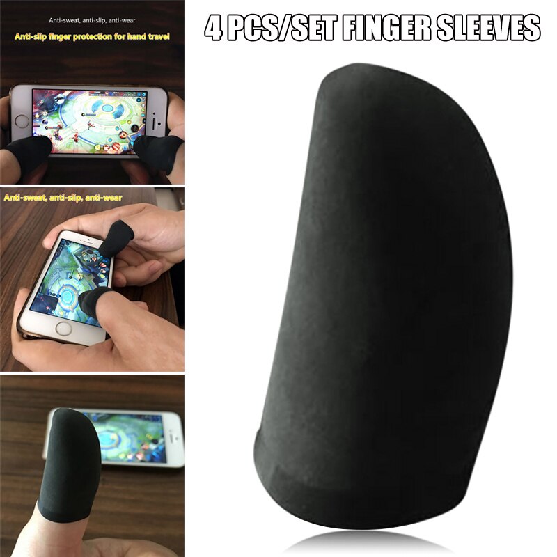 4 unids/set mangas para dedos guantes de látex Anti-slip Anti-sudor Protector para dedos para juegos de teléfono móvil guantes