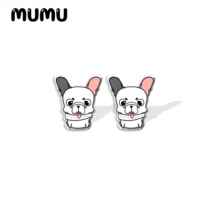 2022 nuovo cartone animato bulldog francese acrilico orecchino a bottone orecchini canna adorabile resina epossidica gioielli regali amico: Luce di Colore Giallo Oro