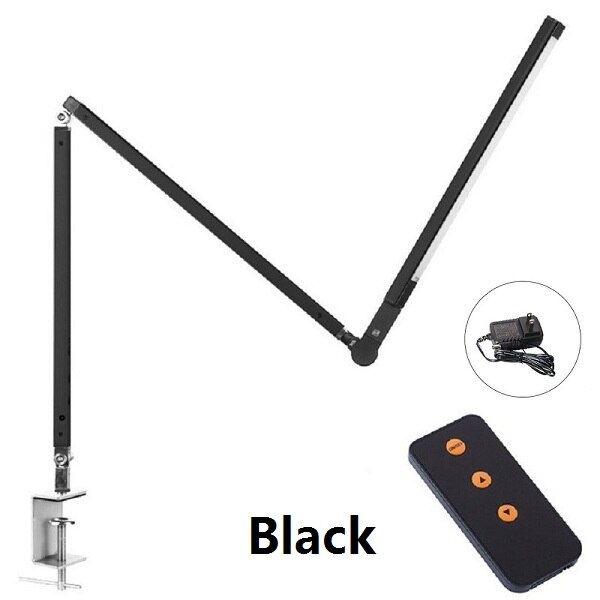 Nouvelle lampe de bureau LED, architecte 8W hautement lampe de Table de bureau balançoire en métal Long bras réglable agrafe sur éclairage de Table luminosité de 3 niveaux: Black / EU Plug