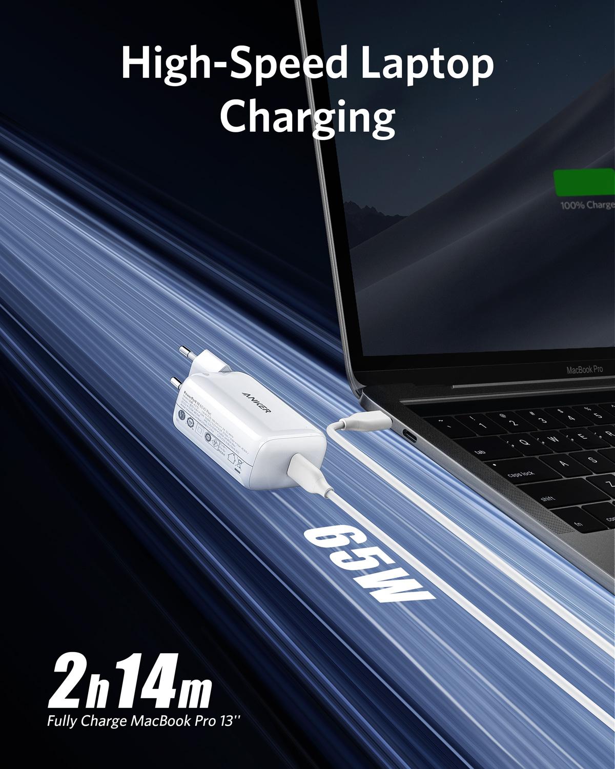 Os Recém-chegados! Carregador usb c, anker 65w piq 3.0 pps carregador rápido, powerport iii pod, para macbook, dell, iphone, galáxia e muito mais
