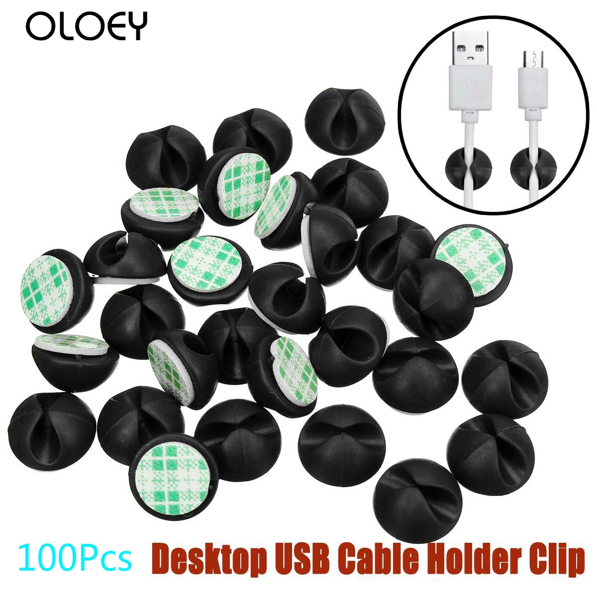 100pcs Car Desk Wall USB Wire Cable Line Fastener Clip Clips Holders Organizer Retainer Clamp Clamps Tie Lines Fixed: Default Title