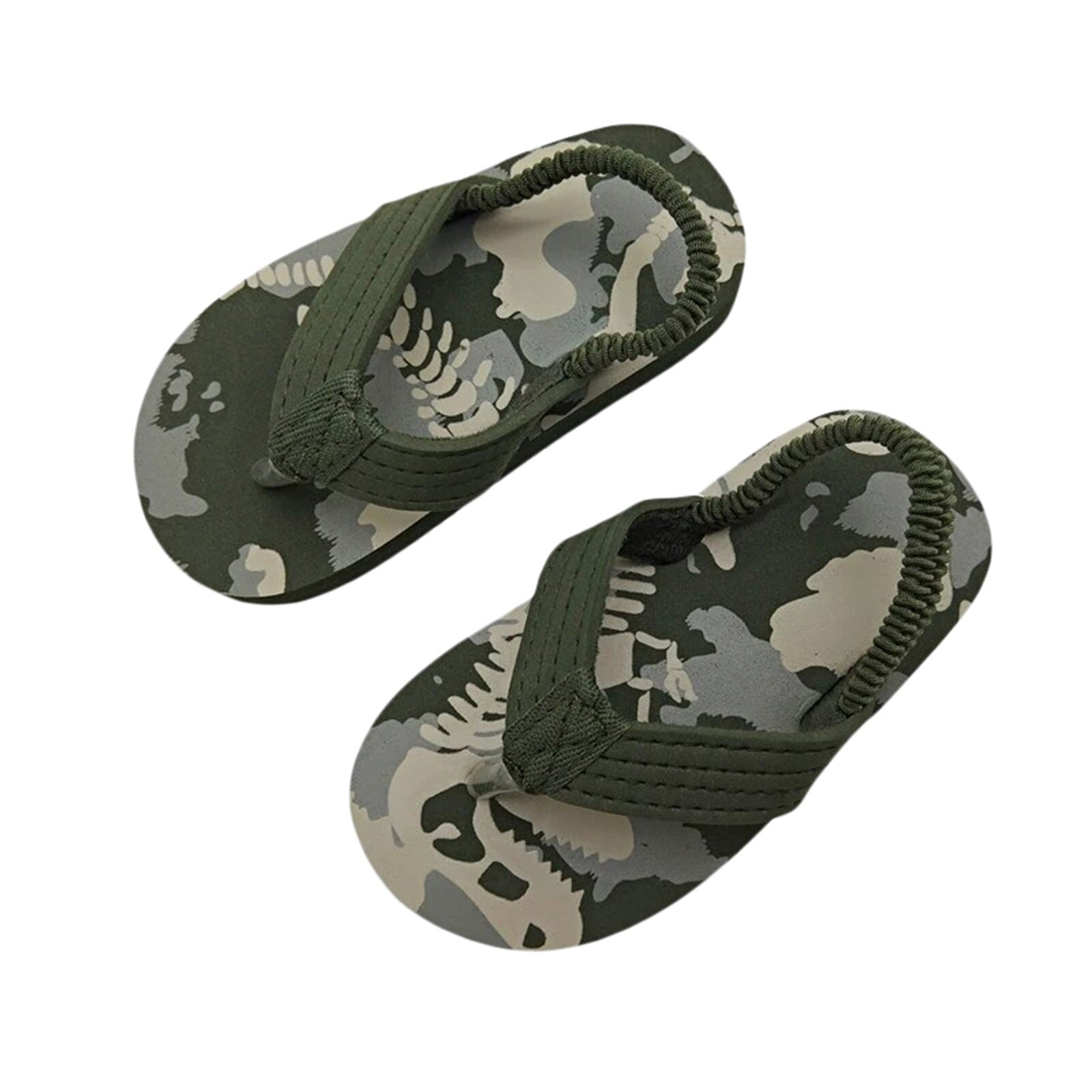 Tongs d'été pour bébés filles, pantoufles imprimées, sandales de bain, douche, plage, piscine, talon élastique, étanche, décontractées: vert militaire / 15