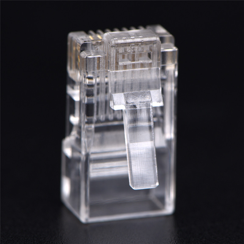 50 pces rj45 cat5 cat5e cat6 plug adaptador rede de cristal conector modular 8p8c para computadores