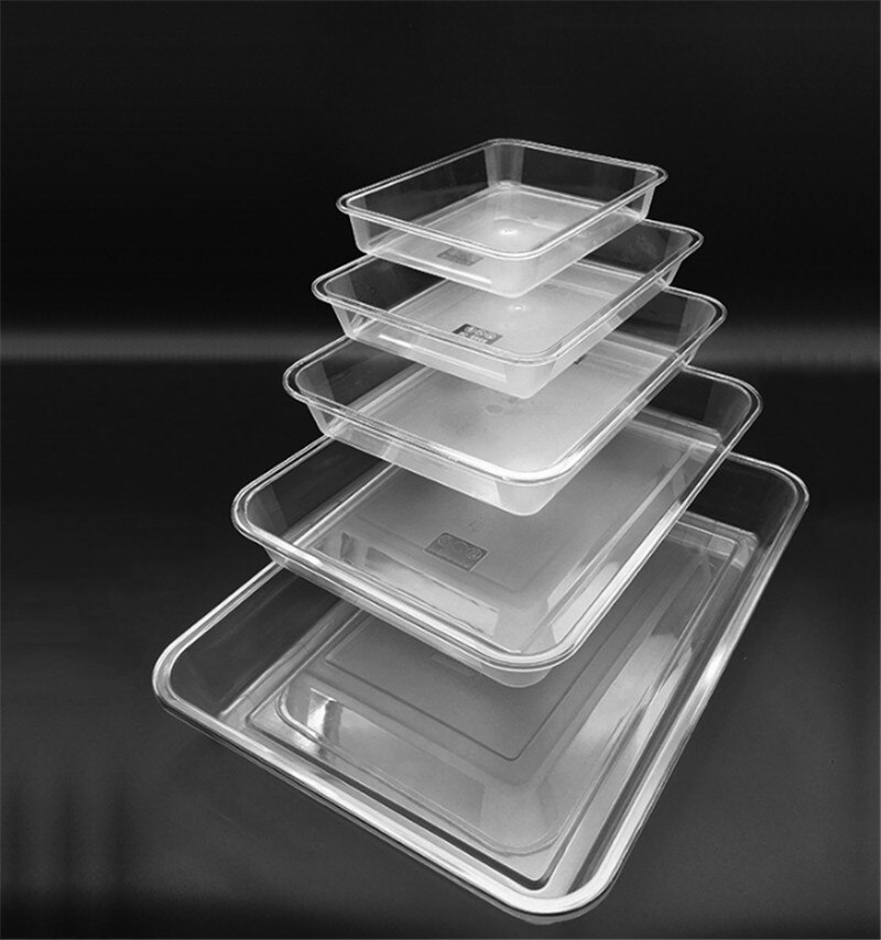 Bandejas de plástico acrílico para servir, platos rectangulares transparentes para servir frutas y verduras, juego de cena, platos cuadrados