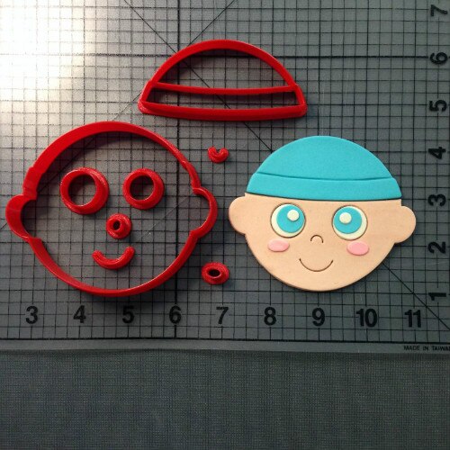 Baby Gezicht Cookie Cutter Set Fondant Cupcake Top Cutter Custom Made 3D Gedrukt Taart Decoratie Gereedschappen Biscuit Mold: baby face 2 inch