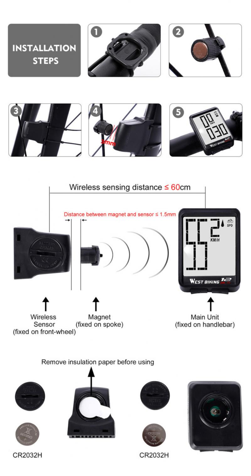 Multifunction Bike Computer Odometer Cycling Bicycle Computers Speedometer Wireless Waterproof Stopwatch Odometer Backlight GM