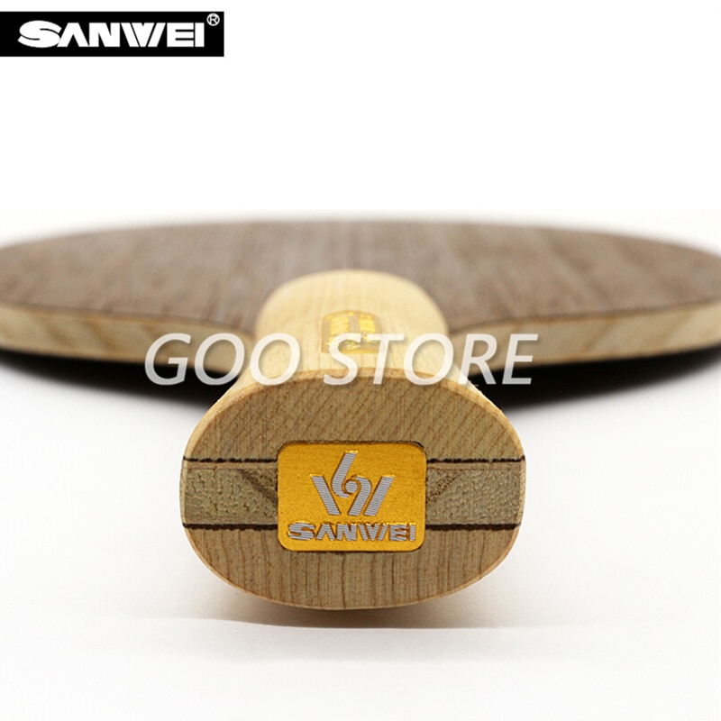 SANWEI-Pala de tenis de mesa, pala de 5 capas, de madera, mango de ciprés japonés, raqueta de Ping Pong ligera de ataque rápido, paleta de murciélago