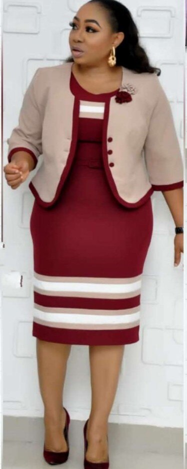 2XL-6XL Plus Größe Afrikanische Kleider Für Frauen Frühling Herbst Elegent Stil Afrikanische Frauen Polyester Midi- Kleid: Burgund / XXL