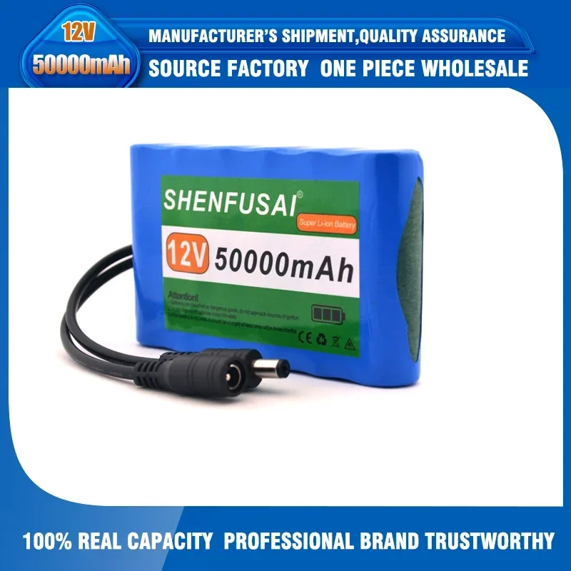 Portable Super 12V 50000mah Battery Rechargeable Lithium Ion Battery Pack Capacity DC 12.6v 30Ah CCTV Cam Monitor + Charger