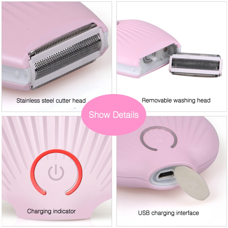 JINDING Women Hair Removal Portable Bikini Trimmer Shaving Machine Lady Shaver USB Rechargeable Electric Razor Body Hair Remover
