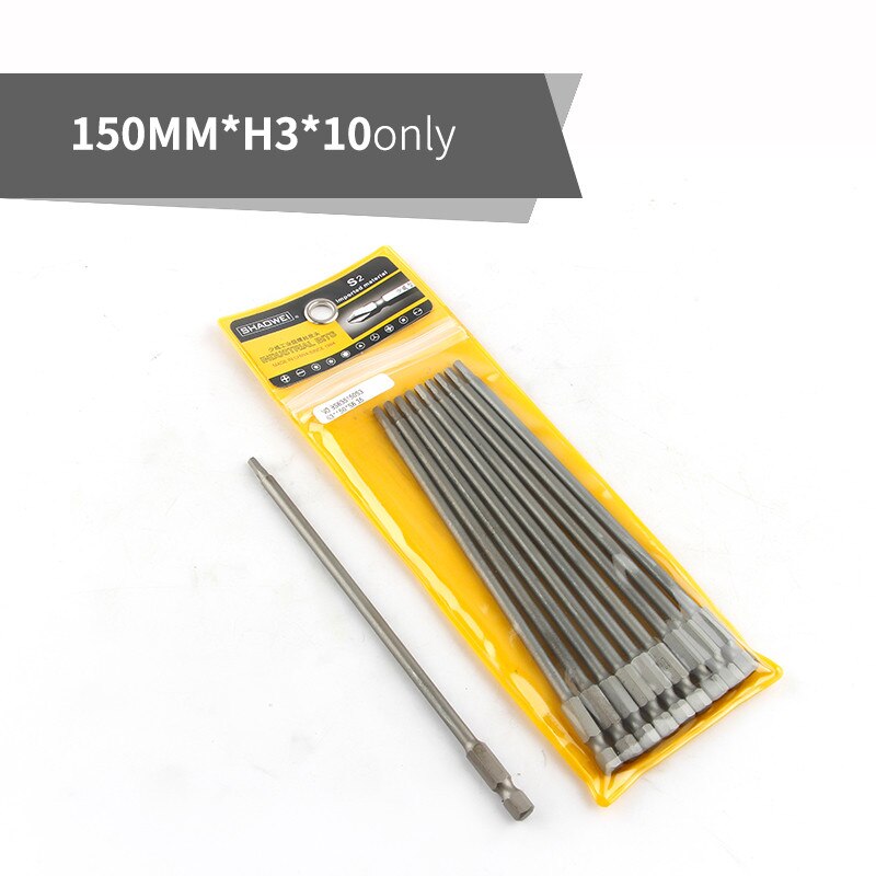 150mm Length Screwdriver Drill Bit Sets S2 Steel Screw Driver Bits Hex Magnetic 1/4"Hand Repair Kits Tools: 10pcs 150mmxH3