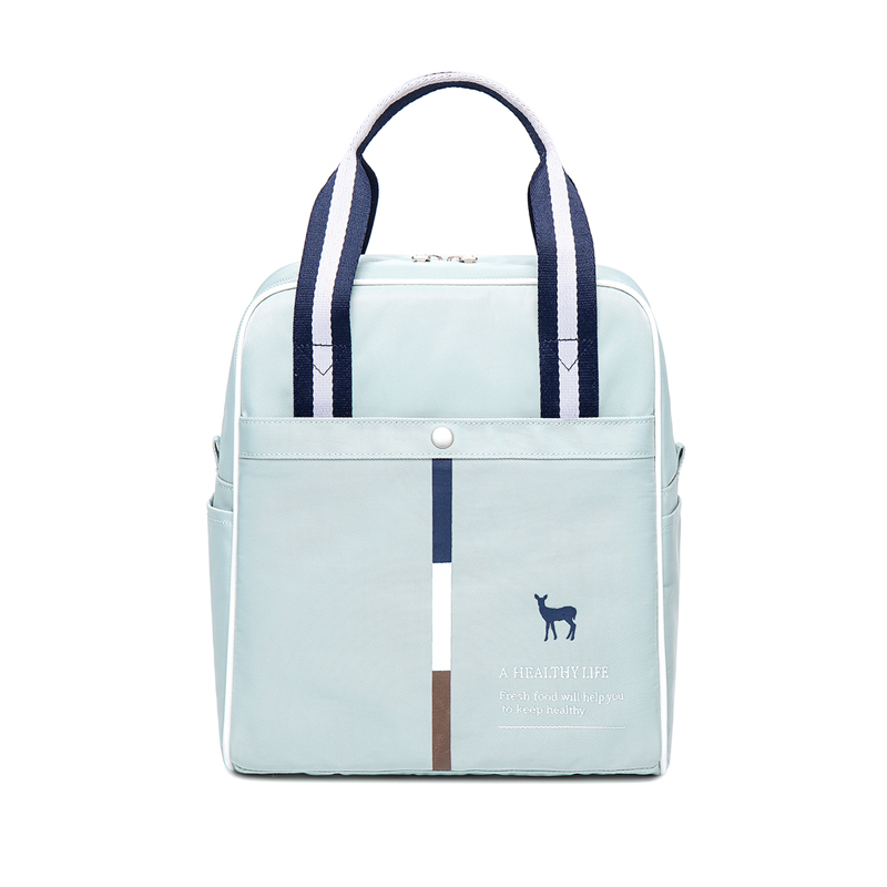 2021Unisex Insulated Lunch Bag With Heat Insulation Thermal Bag Food Door Tote Oxford Travel Picnic Bag For Office: Vertical-Green