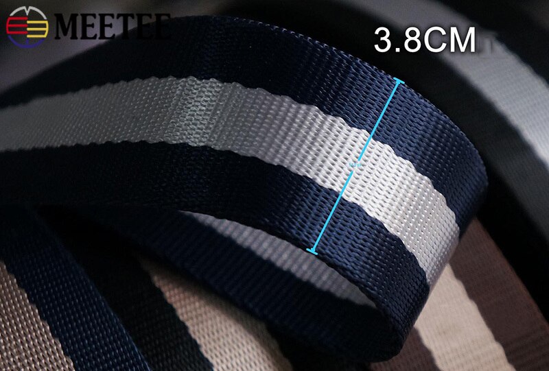 Meetee 8 metros 38mm Nylon cincha de franjas para bolsas Correa DIY para cinturón de seguridad de coche cinta decoración banda cinta accesorios de costura