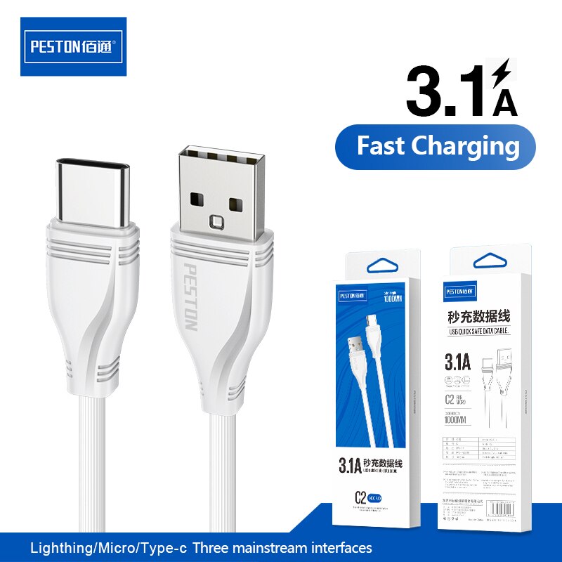 C2 snellader 3.1a 1m micro usb kabel voor huawei iphone 6 7 8 x xr max samsung xiaomi snel iphone oplaadsnoer type c kabel